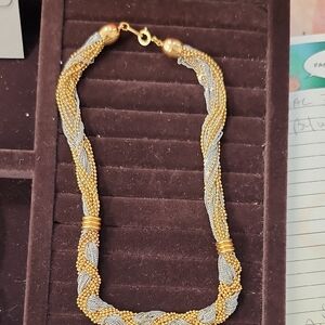 Elegant Gold and Silver Braided Necklace
